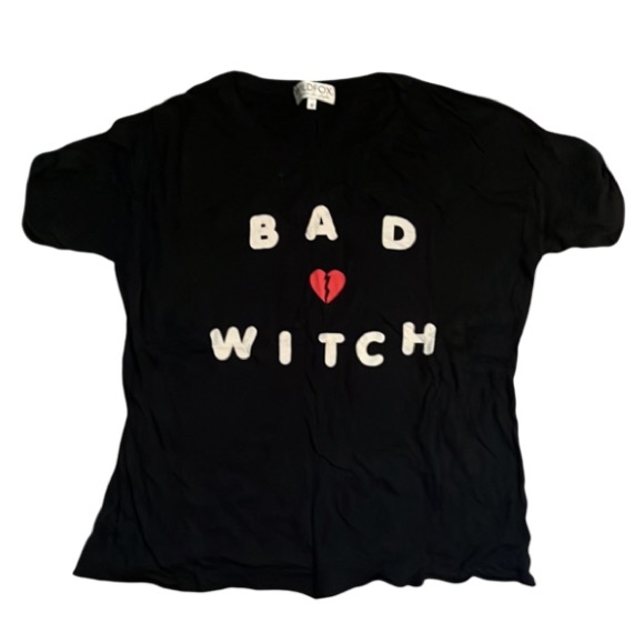 Wildfox Black Bad Witch Halloween Graphic Relaxed Retro T Shirt - Picture 9 of 10